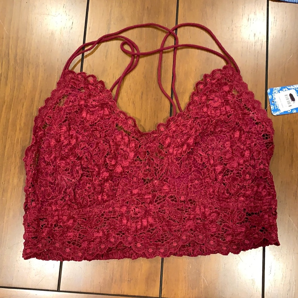 Free People Lace Velvet Bralette